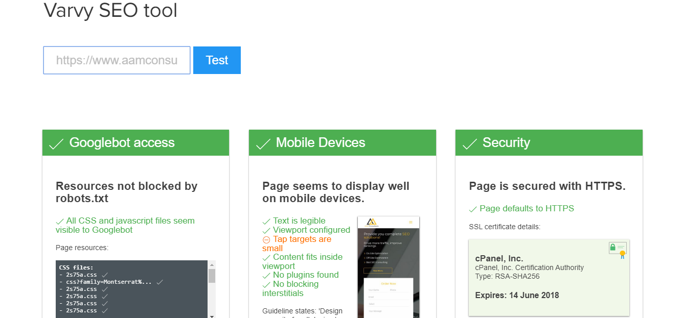 Varvy.com seo tool