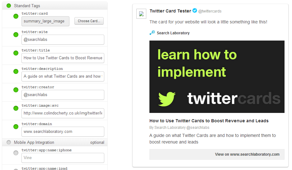 Twitter cards